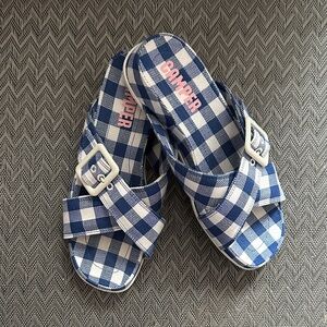 Camper Checkered Blue and White Sandals